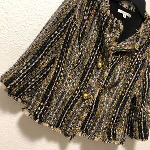 cabi wool crop jacket medium m blazer black gold chic city classic i6